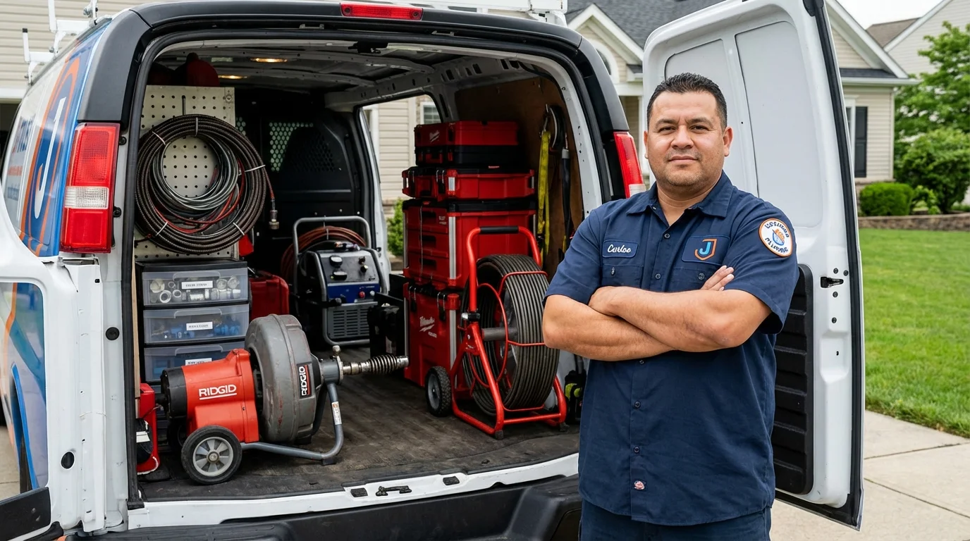 Professional drain cleaning equipment and Johns Plumbing LLC plumber in Nokesville