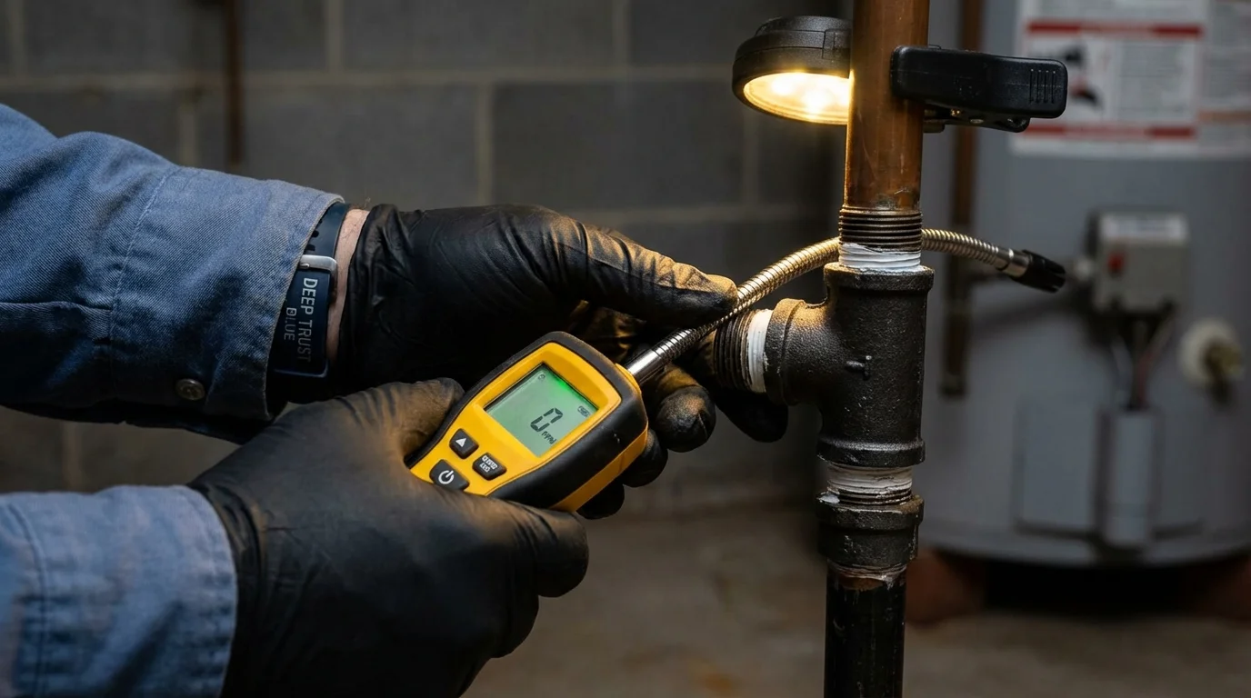 Gas leak detection with electronic sniffer by Johns Plumbing LLC in Nokesville
